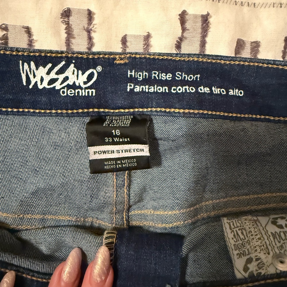 Massimo Denim High Rise Jean Shorts - Blue